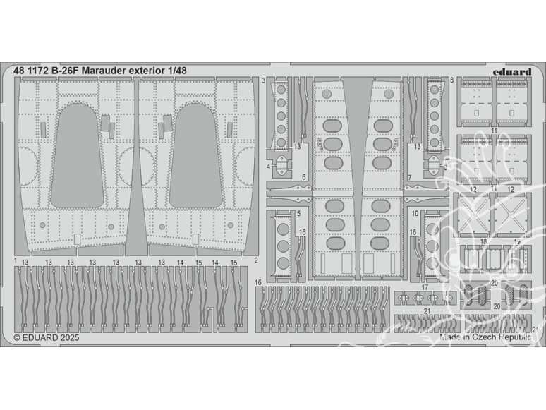 EDUARD photodecoupe avion 481172 Extérieur B-26F Marauder Icm 1/48