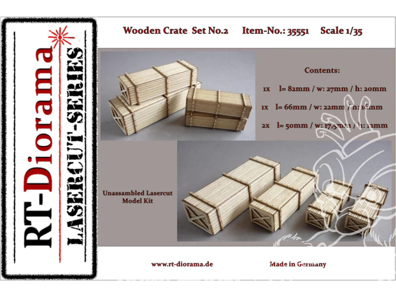 RT-Diorama 35551 Caisses en bois set 2 4 piéces 1/35