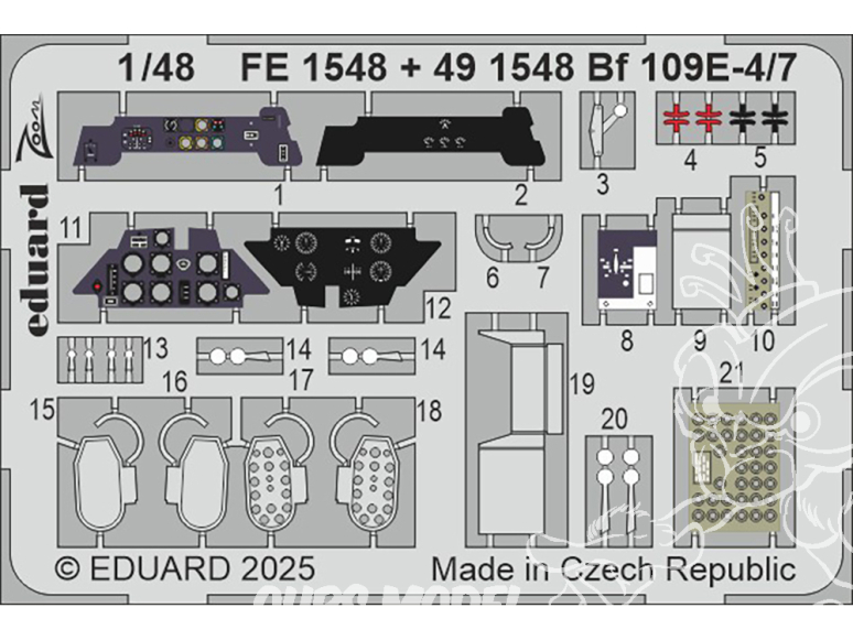 EDUARD photodecoupe avion 491548 Amélioration Messerschmitt Bf 109E-4/7 Tamiya 1/48