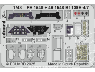 EDUARD photodecoupe avion FE1548 Zoom amélioration Messerschmitt Bf 109E-4/7 Tamiya 1/48