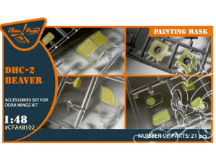 Clear Prop masques peinture CPA48102 DHC-2 Beaver sur papier kabuki jaune kit Dora 1/48
