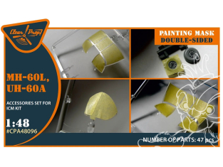 Clear Prop masques peinture CPA48096 double face UH-60A, MH-60L papier kabuki jaune kit ICM 1/48