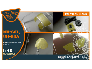 Clear Prop masques peinture CPA48095 UH-60A, MH-60L papier kabuki jaune kit ICM 1/48