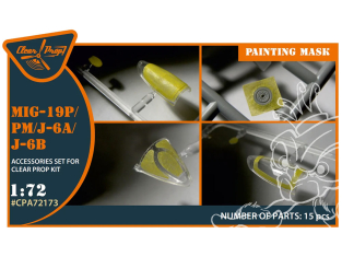 Clear Prop masque peinture CPA72173 MiG-19P/PM/J-6A/J-6B papier kabuki jaune kit CP 1/72