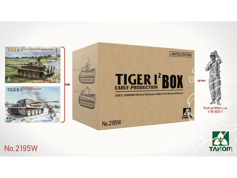 Takom maquette militaire 2195W Tigre I BIG BOX Early Production + Michael Wittmann 1/35 + Figurine Wittmann 1/16 Edition Limitée