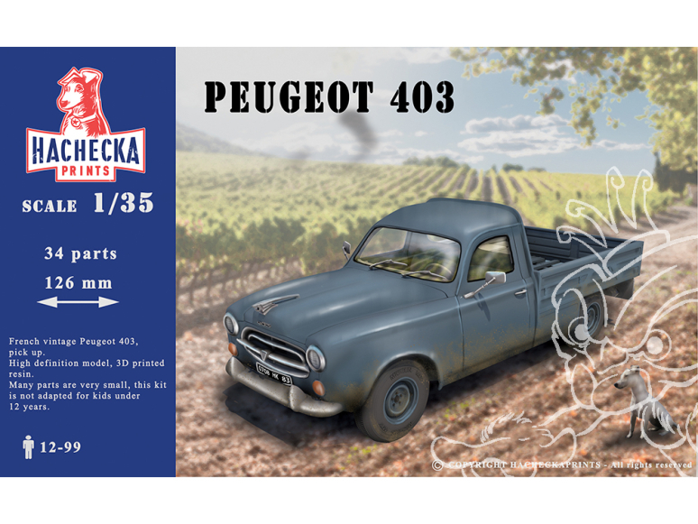 Hachecka Prints maquette voiture Peugeot 403 1/35