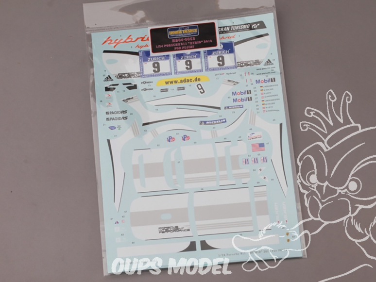 Hobby Design accessoire voiture HD04-0052 Décalcomanies Porsche 911 "Hybrid" 2010 Fujimi 1/24