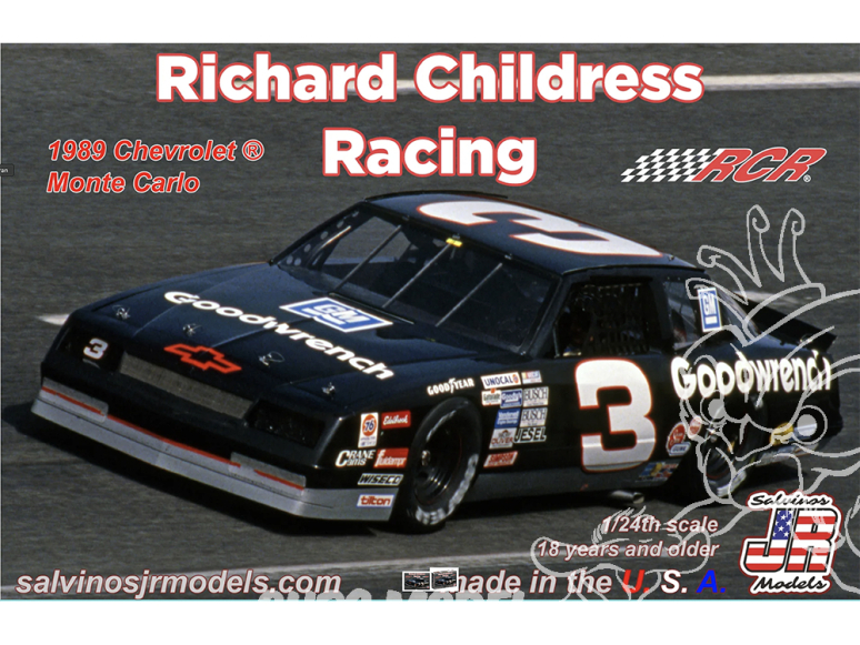 JR Models maquette voiture RCMC1989P Richard Childress N°3 GM Goodwrench 1989 Chevrolet Monte Carlo 1/24