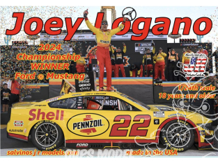 JR Models maquette voiture PF2024JLNC Joey Logano 2024 NASCAR CHAMPION FORD MUSTANG 1/24
