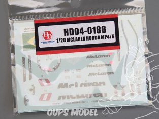 Hobby Design accessoire voiture HD04-0186 Décalcomanies McLaren Honda MP4/6 1/20
