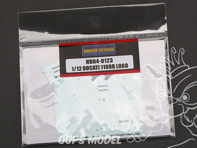 Hobby Design accessoire moto HD04-0123 Décalcomanies logos Ducati 1199R 1/12