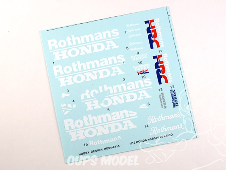 Hobby Design accessoire moto HD04-0115 Décalcomanies logos Honda NSR500 1989 1/12