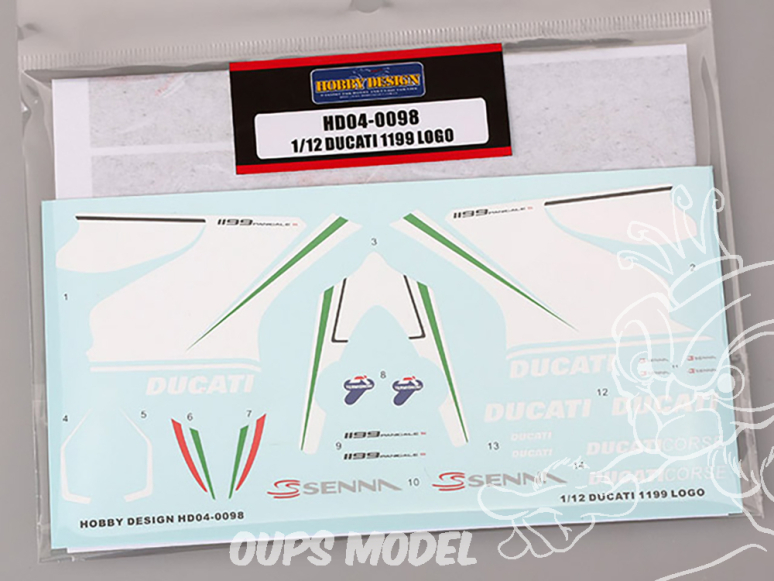 Hobby Design accessoire moto HD04-0098 Décalcomanies logos Ducati 1199 1/12