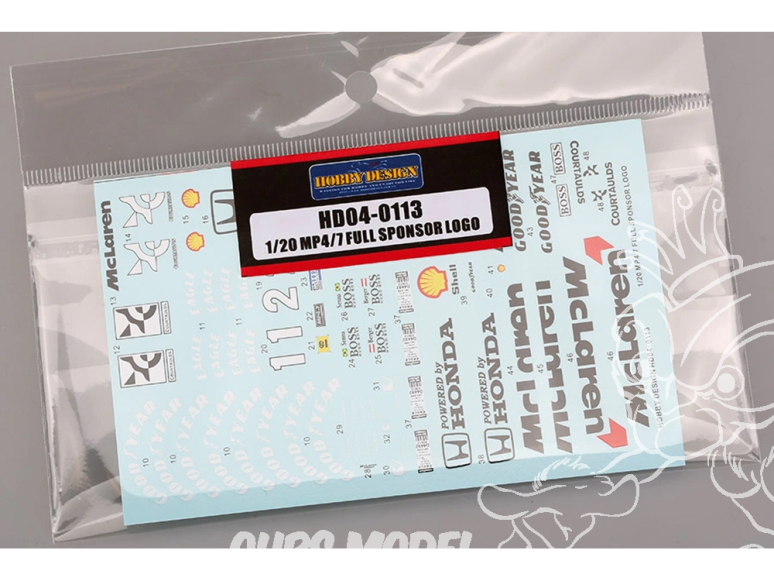 Hobby Design accessoire voiture HD04-0113 Décalcomanies McLaren MP4/7 Logos sponsors 1/20