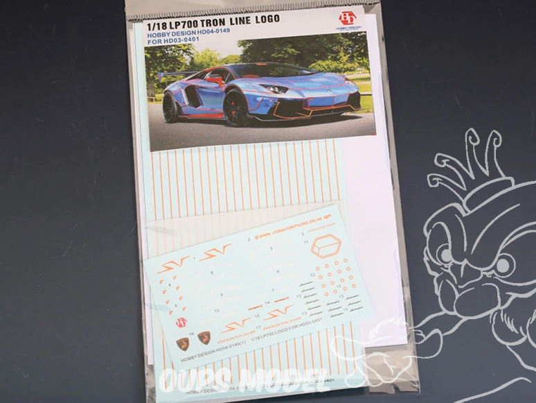 Hobby Design accessoire voiture HD04-0149 Décalcomanies Lamborghini LP700 Tron Line logo 1/18