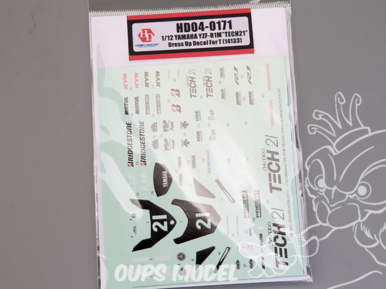 Hobby Design accessoire moto HD04-0171 Décalcomanies Yamaha YZF-R1M "Tech 21" Tamiya 1/12