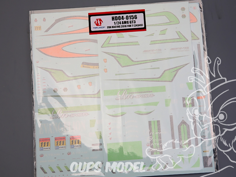 Hobby Design accessoire voiture HD04-0156 Décalcomanies Mercedes AMG GT3 EVA Racing 2016 Tamiya 1/24