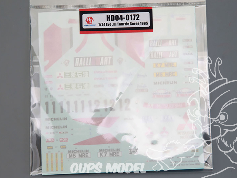Hobby Design accessoire voiture HD04-0172 Décalcomanies Mitsubishi Evoltuion III Tour de Corse 1995 1/24
