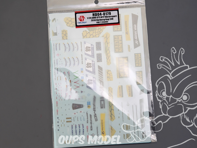 Hobby Design accessoire voiture HD04-0179 Décalcomanies Mercedes AMG GT3 HTP Motorsport 2018 Nurburgring 24h Tamiya 1/24