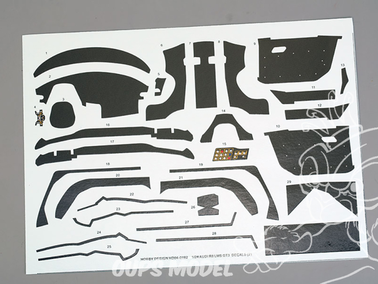 Hobby Design accessoire voiture HD04-0192 Décalcomanies carbone Audi R8 LMG GT3 Meng 1/24