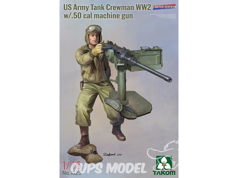 Takom maquette militaire 1025 Figurine Tankiste US Army WWII avec mitrailleuse calibre .50 1/16 Edition Limitée