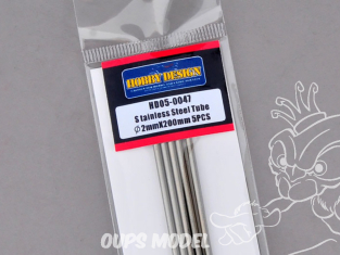 HOBBY DESIGN 05-0047 Tube inox 2mm x 200mm x5