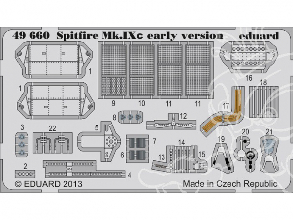 EDUARD photodecoupe avion 49660 Spitfire Mk.IXc Early version 1/48