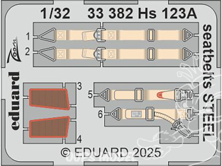 Eduard photodécoupe avion 33382 Harnais métal Hs 123A Icm 1/32
