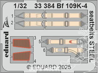 Eduard photodécoupe avion 33384 Harnais métal Messerschmitt Bf 109K-4 Kotare 1/32