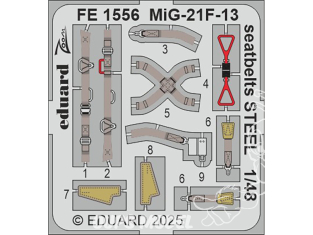 EDUARD photodecoupe avion FE1556 Harnais métal MiG-21F-13 Eduard 1/48