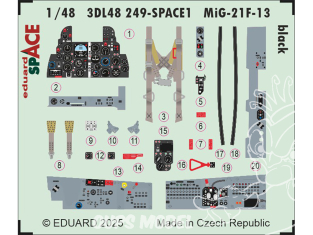 Eduard Space décalques 3D 3DL48249 MiG-21F-13 Noir Eduard 1/48