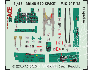 Eduard Space décalques 3D 3DL48250 MiG-21F-13 Turquoise Eduard 1/48