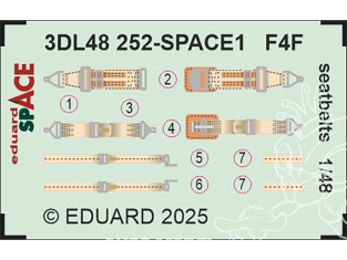 Eduard Space décalques 3D 3DL48252 Harnais F4F Eduard 1/48