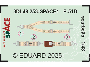 Eduard Space décalques 3D 3DL48253 Harnais P-51D Eduard 1/48
