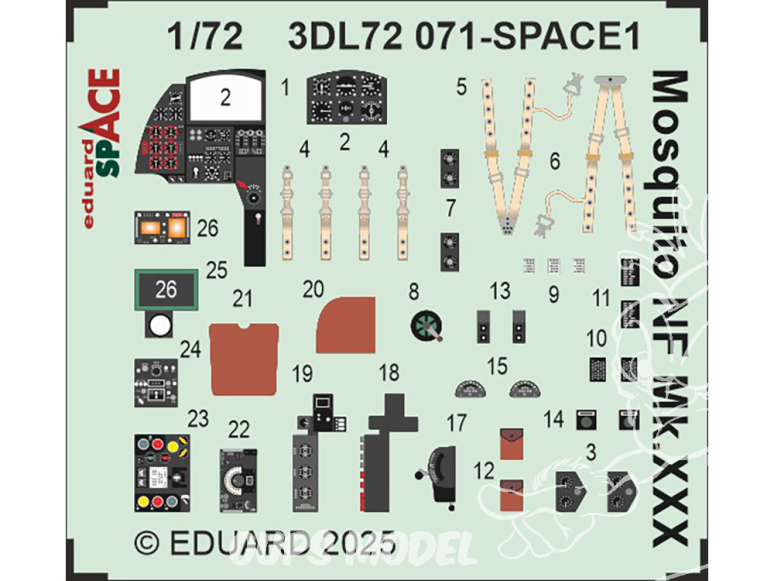 Eduard Space décalques 3D 3DL72071 Mosquito NF Mk.XVI Special Hobby 1/72