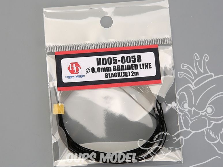 Hobby Design amélioration HD05-0058 Câble tressé noir 0,4mm 2m