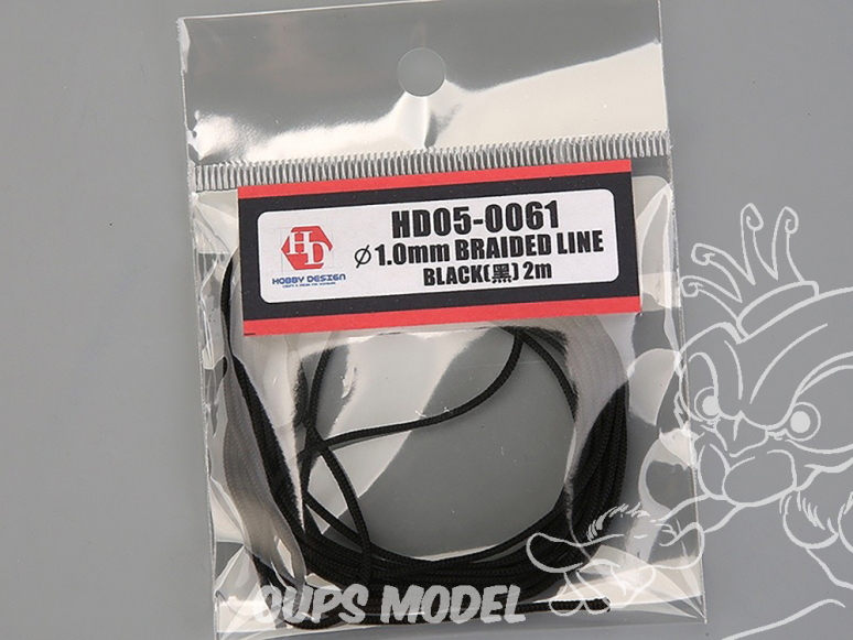 Hobby Design amélioration HD05-0061 Câble tressé noir 1mm 2m