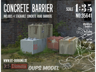 RT-Diorama 35641K Barrières en béton 4 pièces 1/35