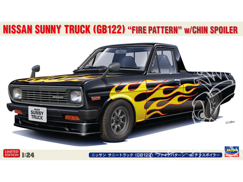 Hasegawa maquette voiture 20751 Nissan Sunny Truck (GB122) « Fire Pattern » avec becquet 1/24