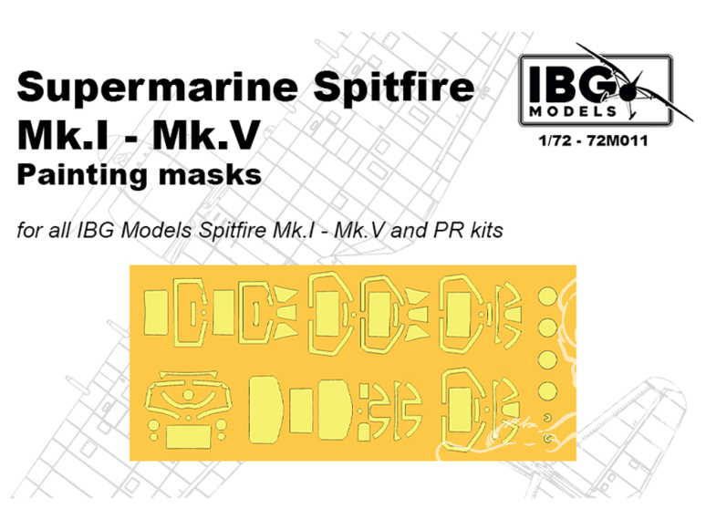 IBG maquette Avion 72M011 Masques de peinture pour Supermarine Spitfire Mk.I Mk.V et PR 1/72