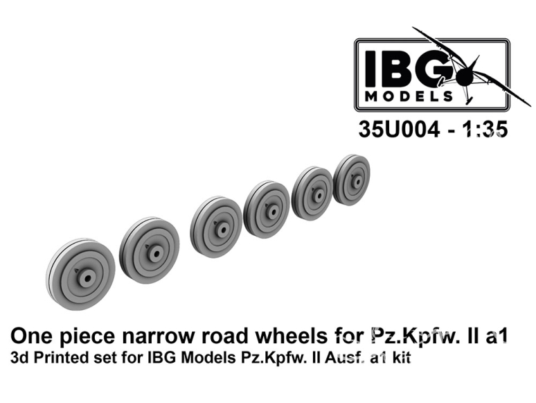 IBG maquette militaire 35U004 12 Roues monobloc pour les premiers Pz.Kpfw.IIa 3d printed pour Kit IBG 1/35