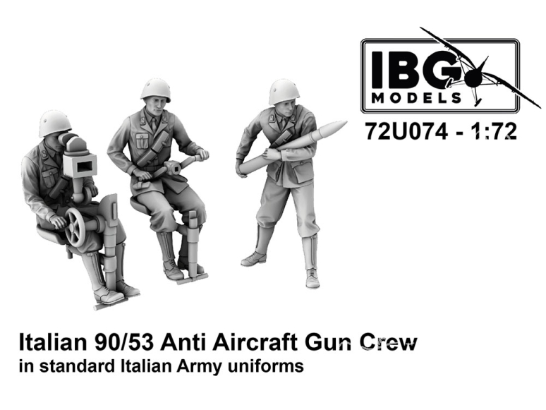 IBG maquette avion 72U074 Équipage de canon antiaérien italien 90/53 en uniformes standard de l'armée italienne 1/72
