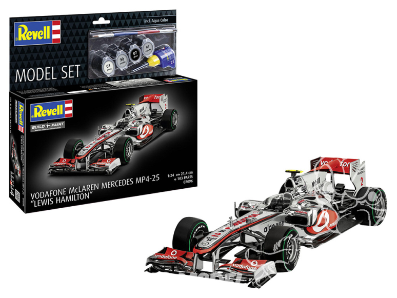 REVELL maquette voiture 67096 Model Set Vodafone McLaren Mercedes MP4-25 L. Hamilton avec accessoires de base 1/24