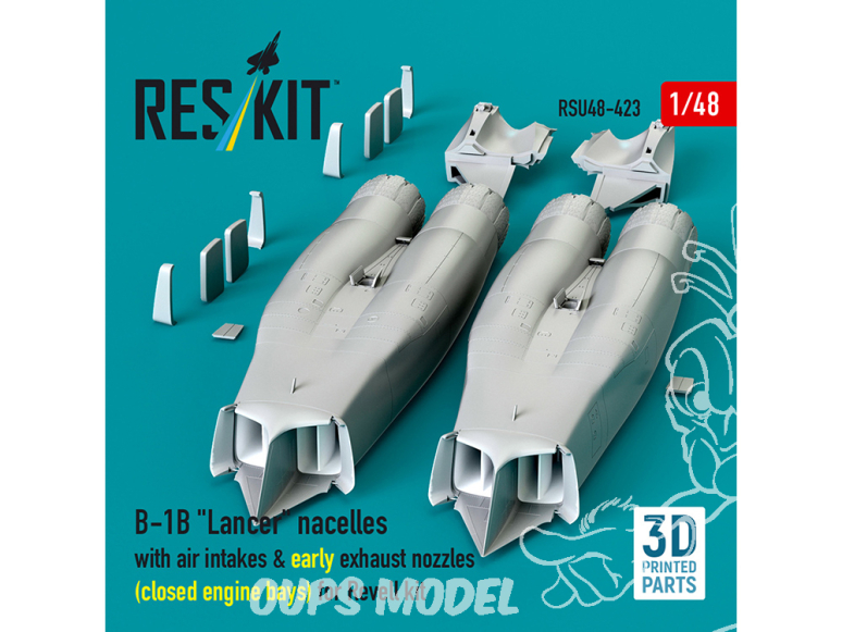 ResKit avion RSU48-0423 Nacelles B-1B prises d'air et tuyères d'échappement précoces kit Revell impression 3D 1/48