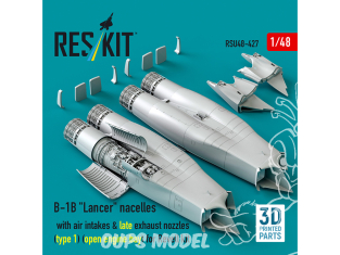 ResKit avion RSU48-0427 Nacelles B-1B prises d'air et tuyères d'échappement Type1 kit Revell impression 3D 1/48