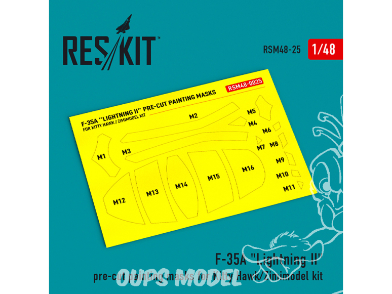 ResKit Masque Avion RSM48-0025 De peinture prédécoupés F-35A Lightning II kit Kitty Hawk/Zimimodel 1/48