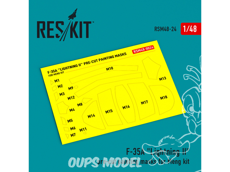 ResKit Masque Avion RSM48-0024 De peinture prédécoupés F-35A Lightning II kit Meng 1/48