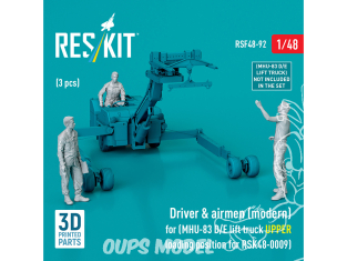 ResKit Figurine RSF48-0092 Conducteur aviateurs modernes MHU-83 D/E chariot élévateur position de chargement SUPÉRIEURE 1/48