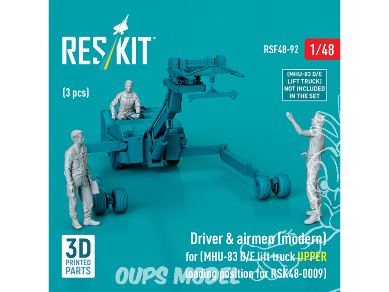 ResKit Figurine RSF48-0092 Conducteur aviateurs modernes MHU-83 D/E chariot élévateur position de chargement SUPÉRIEURE 1/48