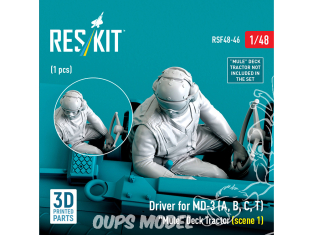 ResKit Figurine RSF48-0046 Conducteur pour MD-3 A, B, C, T Mule Deck Tractor scène 1 1 pièce imprimé en 3D 1/48